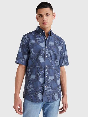 Navy / Multicolor Tommy Hilfiger Casual fit floral flag print Shirts | NZ_M31234