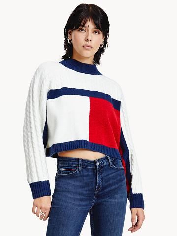 Navy / Multicolor Tommy Hilfiger Recycled Flag Sweaters | NZ_W21361