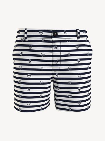 Navy Tommy Hilfiger Crest Stripe 5" Shorts | NZ_W21297