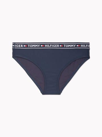 Navy Tommy Hilfiger Essential Colorblock High-Waist Bikini Bottom Swimwear | NZ_W21416