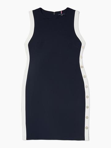 Navy Tommy Hilfiger Essential Sleeveless Sheath Dresses | NZ_W21074