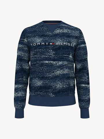 Navy Tommy Hilfiger Essential brushed print Sweatshirts | NZ_M31117