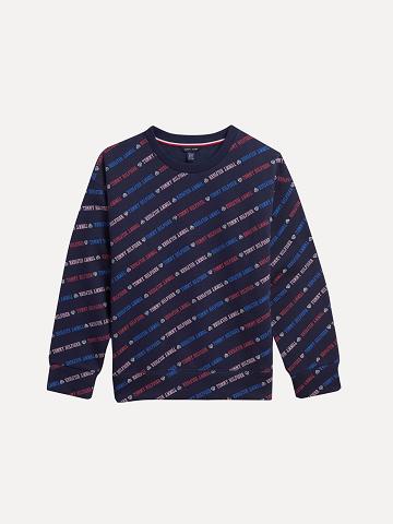 Navy Tommy Hilfiger Little Logo Sweatshirts | NZ_G1202