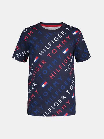 Navy Tommy Hilfiger Little Navy Icon T Shirts | NZ_B2185