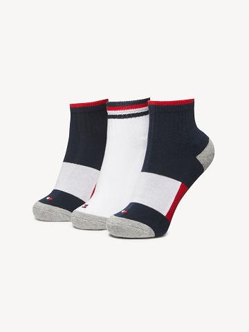 Navy Tommy Hilfiger Quarter Top 3PK Socks | NZ_B2295