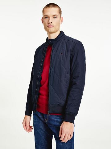 Navy Tommy Hilfiger Quilted bomber Jackets | NZ_M31412