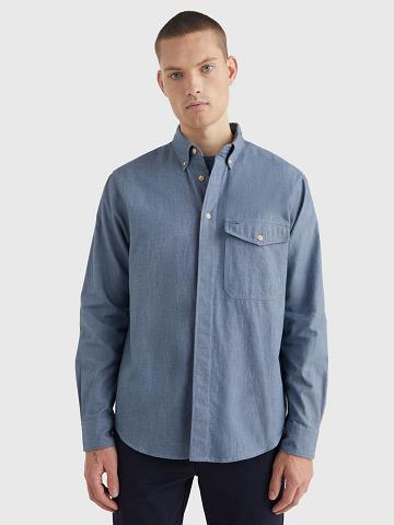 Navy Tommy Hilfiger Relaxed fit denim overshirt Shirts | NZ_M31276