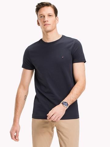 Navy Tommy Hilfiger Slim fit stretch T Shirts | NZ_M31069