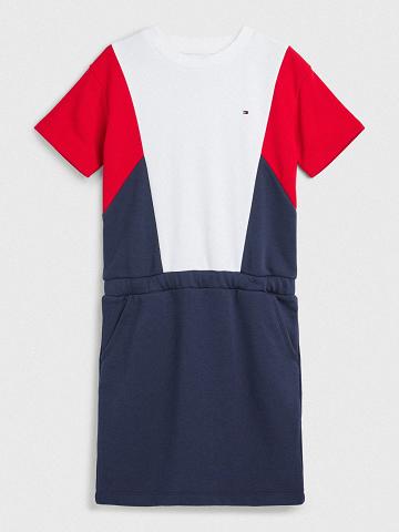 Navy / White Tommy Hilfiger Colorblock Dresses | NZ_G1053