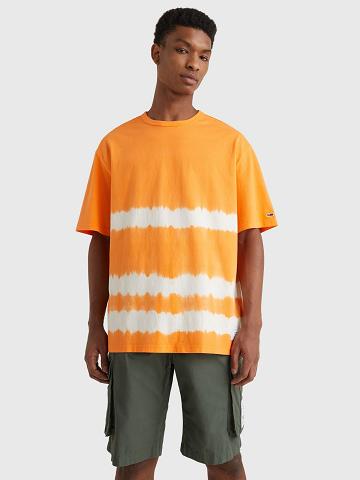 Orange Tommy Hilfiger Tie-dye stripe T Shirts | NZ_M31083