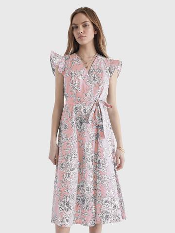 Pink Multicolor Tommy Hilfiger Rose Midi Dresses | NZ_W21113