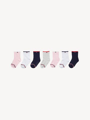 Pink Tommy Hilfiger Babies' 7PK Socks | NZ_B2291