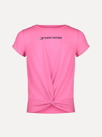 Pink Tommy Hilfiger Big Twist Front T Shirts | NZ_G1238