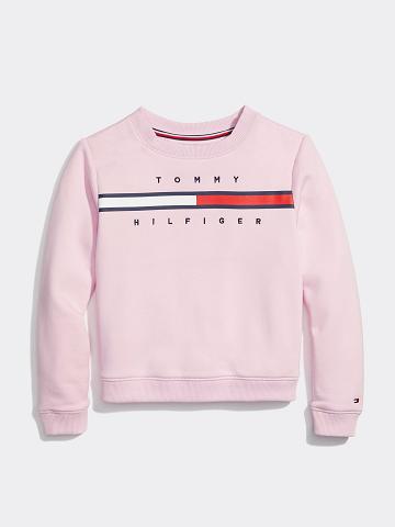 Pink Tommy Hilfiger Flag Sweatshirts | NZ_G1197