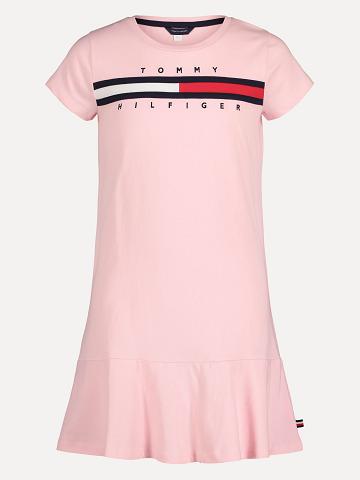 Pink Tommy Hilfiger Little Essential T-Shirt Dresses | NZ_G1065