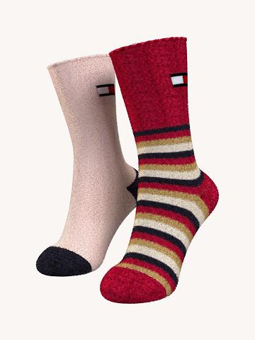 Red / Multicolor / Pink Tommy Hilfiger Lounge 2PK Socks | NZ_W21663