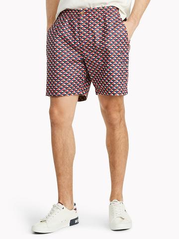 Red / Multicolor Tommy Hilfiger Geometric print 7" Shorts | NZ_M31209