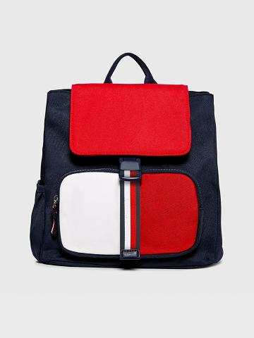 Red Tommy Hilfiger Big Colorblock Backpack Bags | NZ_G1333