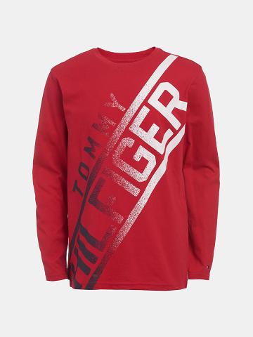 Red Tommy Hilfiger Big Fader Long-Sleeve T Shirts | NZ_B2158