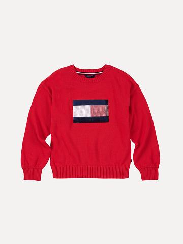 Red Tommy Hilfiger Big Flag Sweatshirts | NZ_G1191