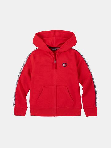 Red Tommy Hilfiger Big Logo Tape Hoodies | NZ_G1091