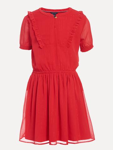 Red Tommy Hilfiger Big Ruffle Dresses | NZ_G1045