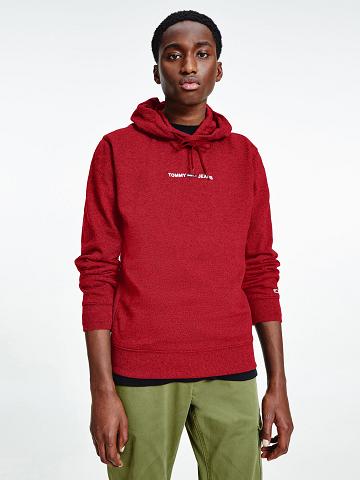 Red Tommy Hilfiger Recycled spacedye logo Hoodies | NZ_M31459