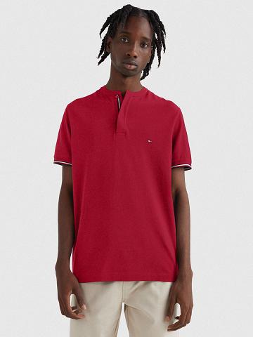 Red Tommy Hilfiger Slim fit contrast placket Polos | NZ_M31308