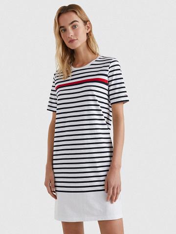 Red / White / Blue Tommy Hilfiger Stripe T-Shirt Dresses | NZ_W21127