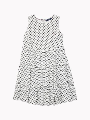 White / Blue Tommy Hilfiger Tiered Dot Dresses | NZ_W21133