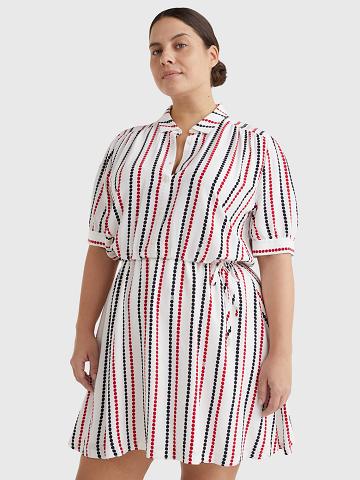 White / Multicolor Tommy Hilfiger Curve Dot Shirtdress Dresses | NZ_W21053