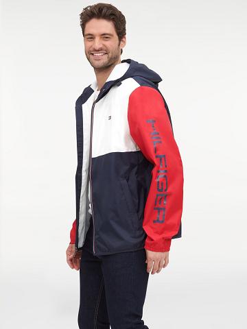 White / Red / Navy Tommy Hilfiger Essential colorblock windbreaker Jackets | NZ_M31400