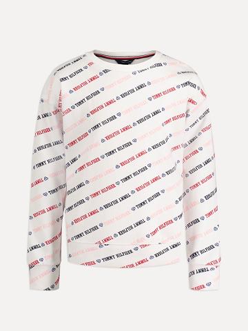 White Tommy Hilfiger Big Logo Sweatshirts | NZ_G1193