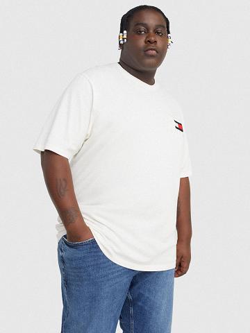 White Tommy Hilfiger Big and tall box logo T Shirts | NZ_M31001