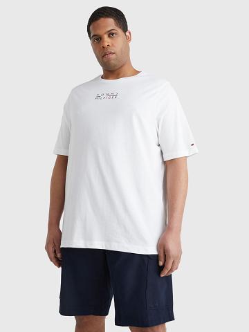 White Tommy Hilfiger Big and tall logo T Shirts | NZ_M31004