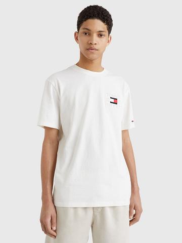 White Tommy Hilfiger Box logo T Shirts | NZ_M31009