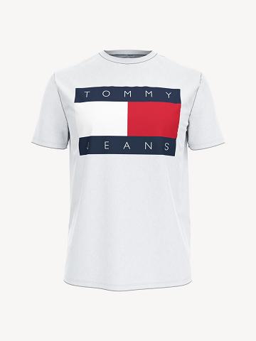 White Tommy Hilfiger Classic flag logo T Shirts | NZ_M31014