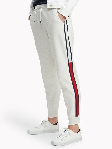 White Tommy Hilfiger Essential Stripe Sweatpant Pants | NZ_W21243