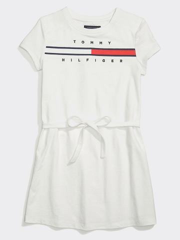 White Tommy Hilfiger Flag T-Shirt Dresses | NZ_G1059