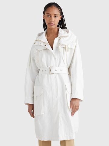 White Tommy Hilfiger Icon Sailing Parka Coats | NZ_W21033