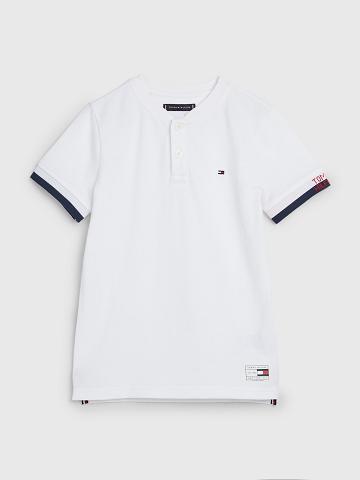 White Tommy Hilfiger Jacquard Polo Shirts | NZ_B2080