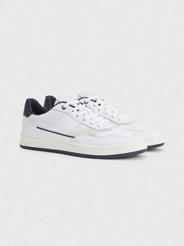 White Tommy Hilfiger Leather cupsole Sneakers | NZ_M31622