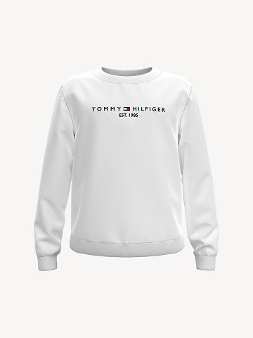 White Tommy Hilfiger Logo Sweatshirts | NZ_B2134