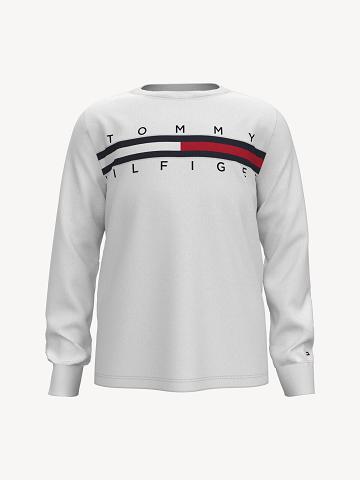 White Tommy Hilfiger Logo T Shirts | NZ_B2192