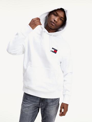 White Tommy Hilfiger Organic Cotton Tommy Badge Hoodies | NZ_M31456