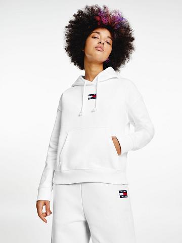 White Tommy Hilfiger Organic Cotton Tommy Badge Hoodies | NZ_W21160