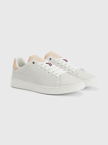 White Tommy Hilfiger Perforated leather Sneakers | NZ_M31626