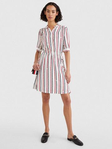 White Tommy Hilfiger Polka Dot Shirtdress Dresses | NZ_W21105