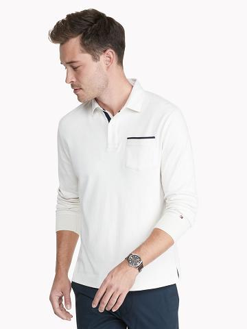 White Tommy Hilfiger Regular fit long-sleeve pocket Polos | NZ_M31299