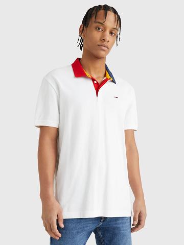 White Tommy Hilfiger Relaxed fit colorblock collar Polos | NZ_M31307